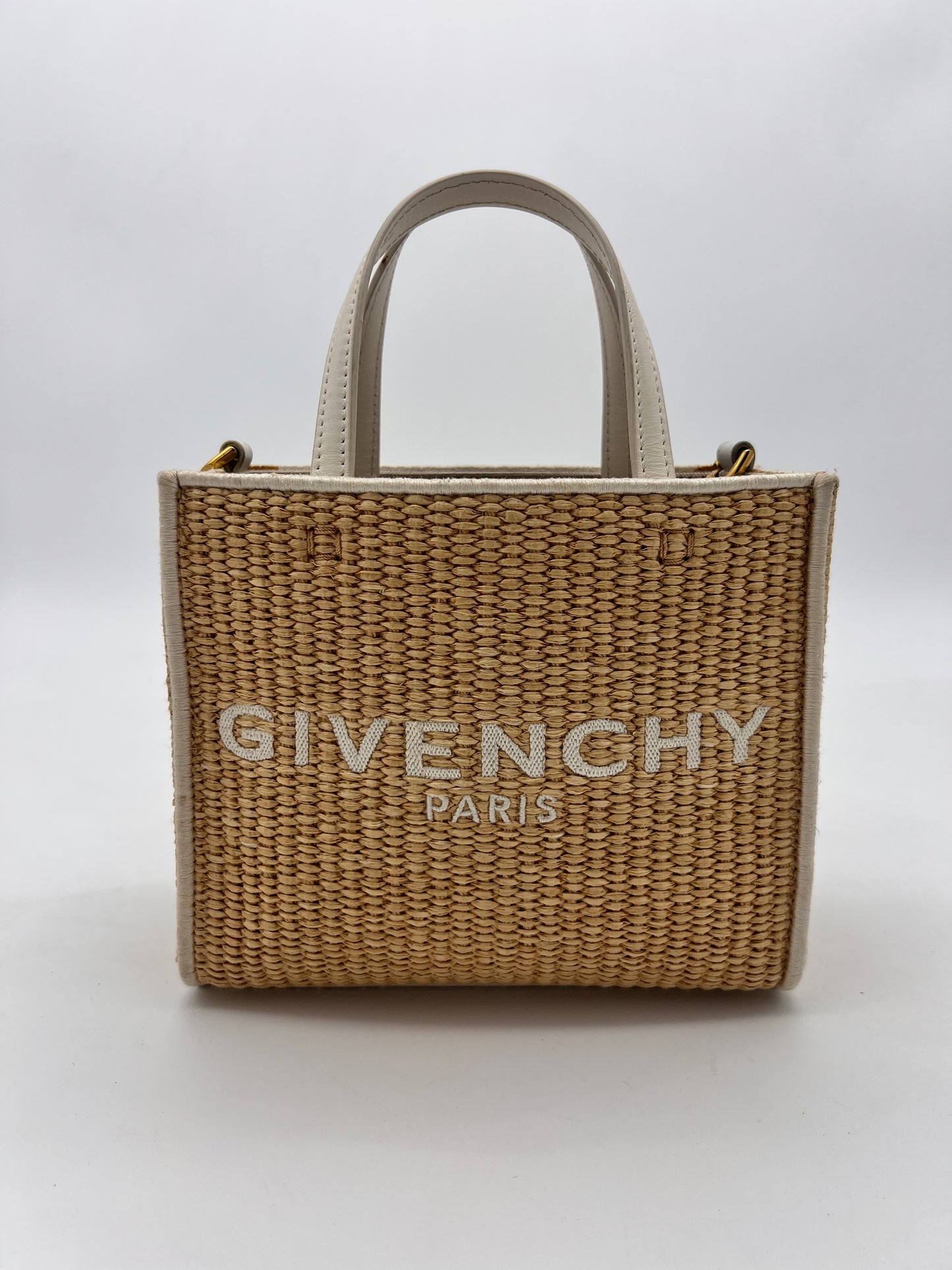 Givenchy mini Tote rafia y piel