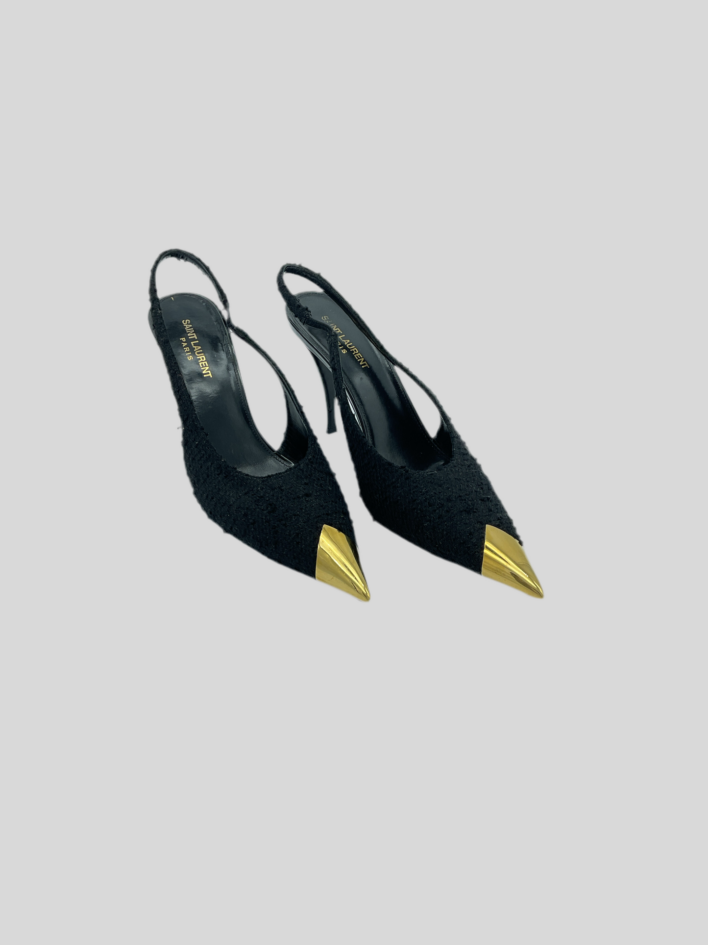 Saint Laurent Black Tweed Vespers Slingback