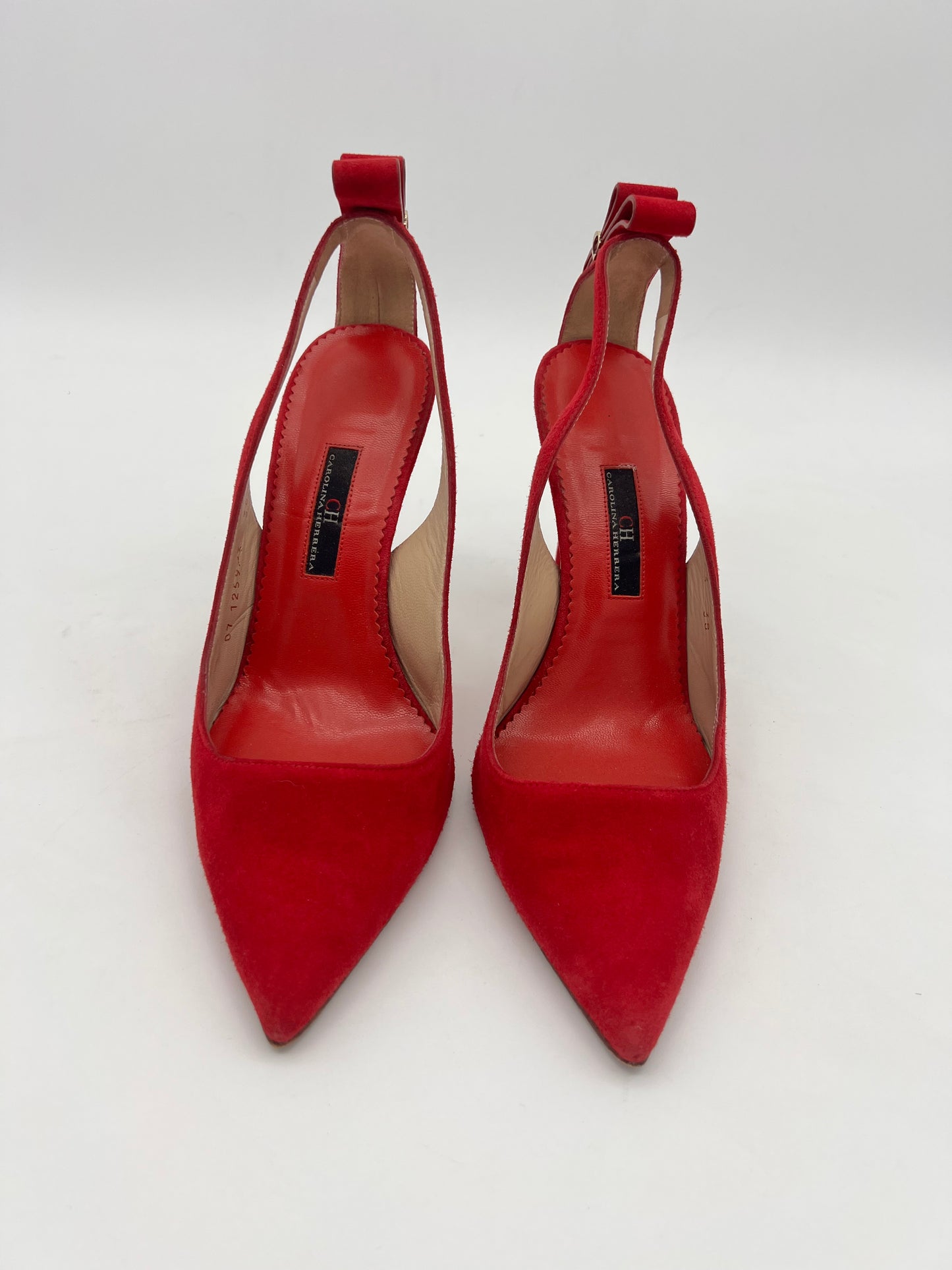 Carolina Herrera pumps suede rojos 5Mex