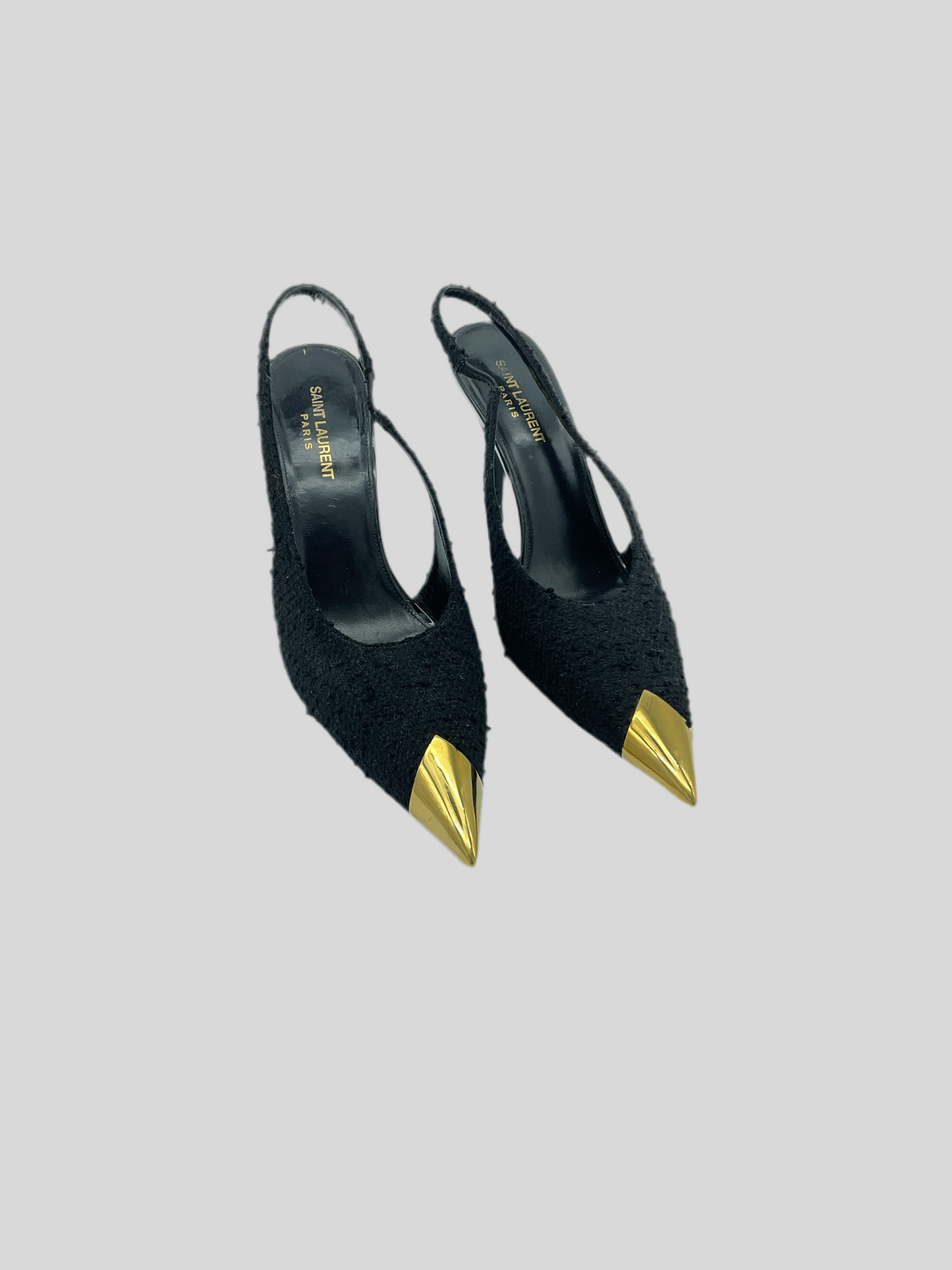 Saint Laurent Black Tweed Vespers Slingback