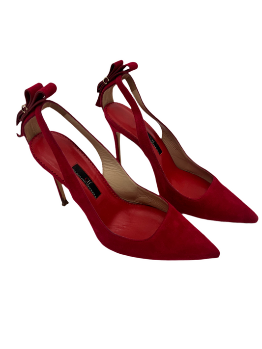 Carolina Herrera pumps suede rojos 5Mex
