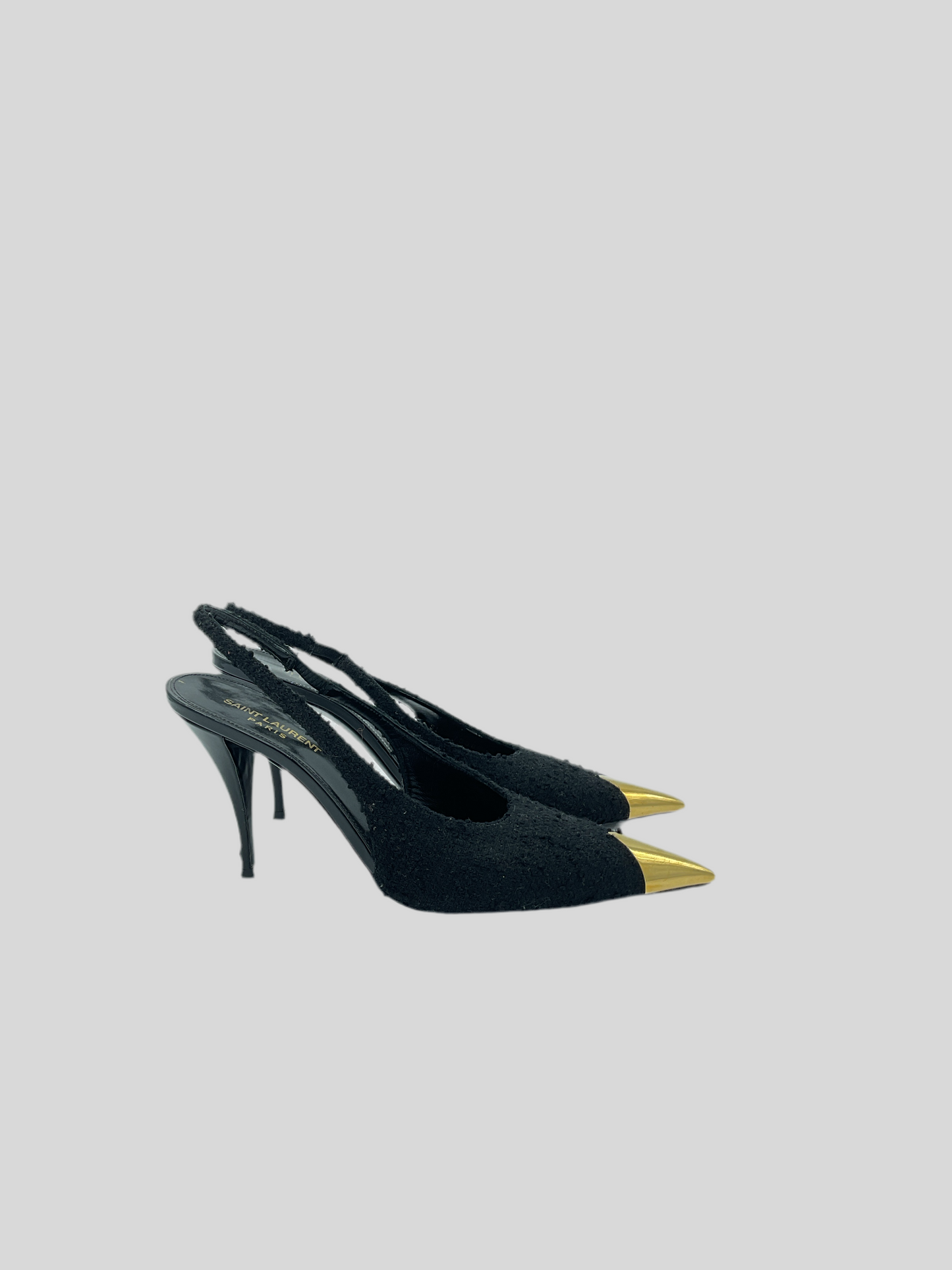 Saint Laurent Black Tweed Vespers Slingback